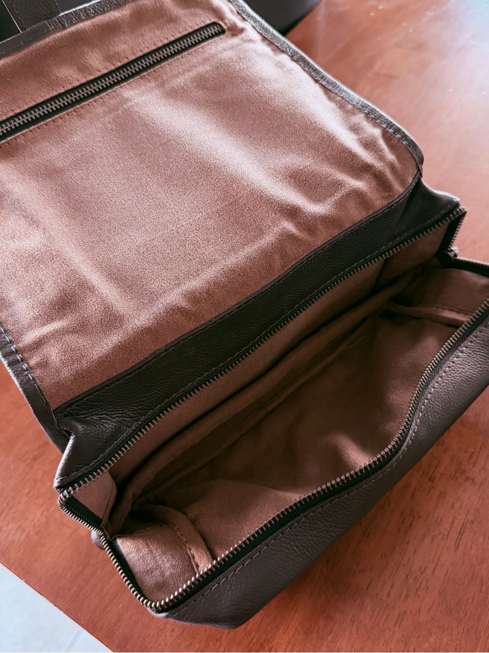 Custom “N” Brown Leather Roll-Up Luggage Bag - Classic Brown Interior